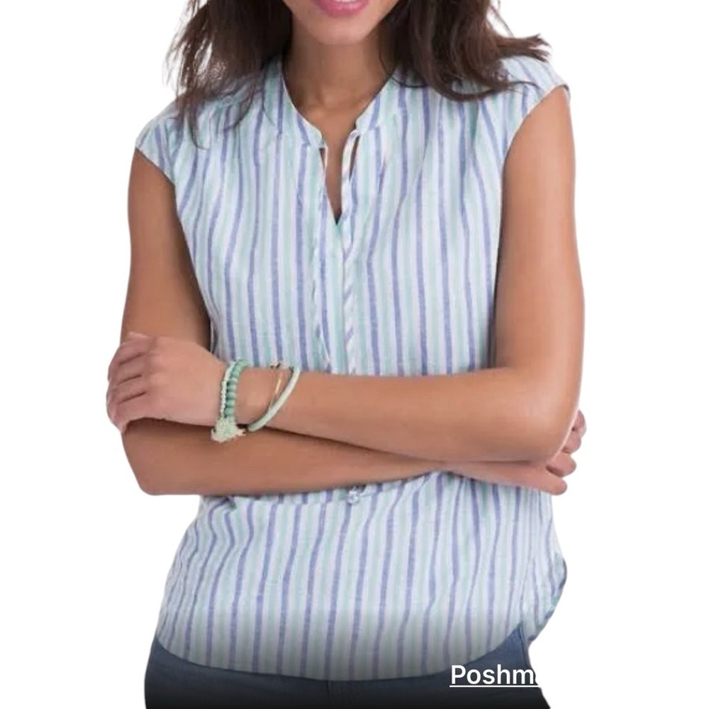 Vineyard Vines Hope Bag Striped Blouse Green